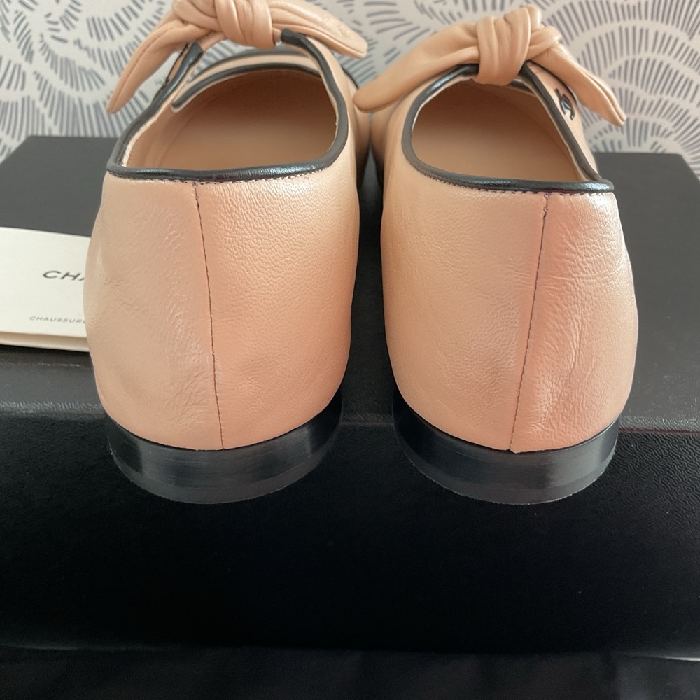 New CHANEL 25C  Lambskin Maryjane Bow Ballet Shoes - Picture 9 of 13